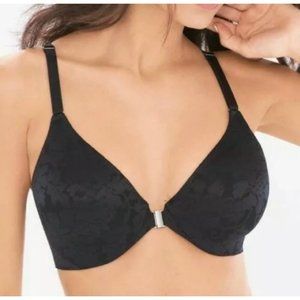 Soma Vanishing Back Bra Brocade Lace Unlined Underwire Black Front Closure 38D